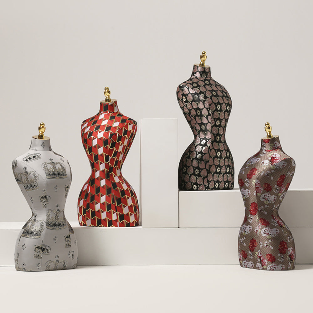 DE-LIANG Vintage Half Body Female Display Dress Form ,Color Fabric Mannequin Torso ,Large Hip Model for Clothing Window Display DE-LIANG