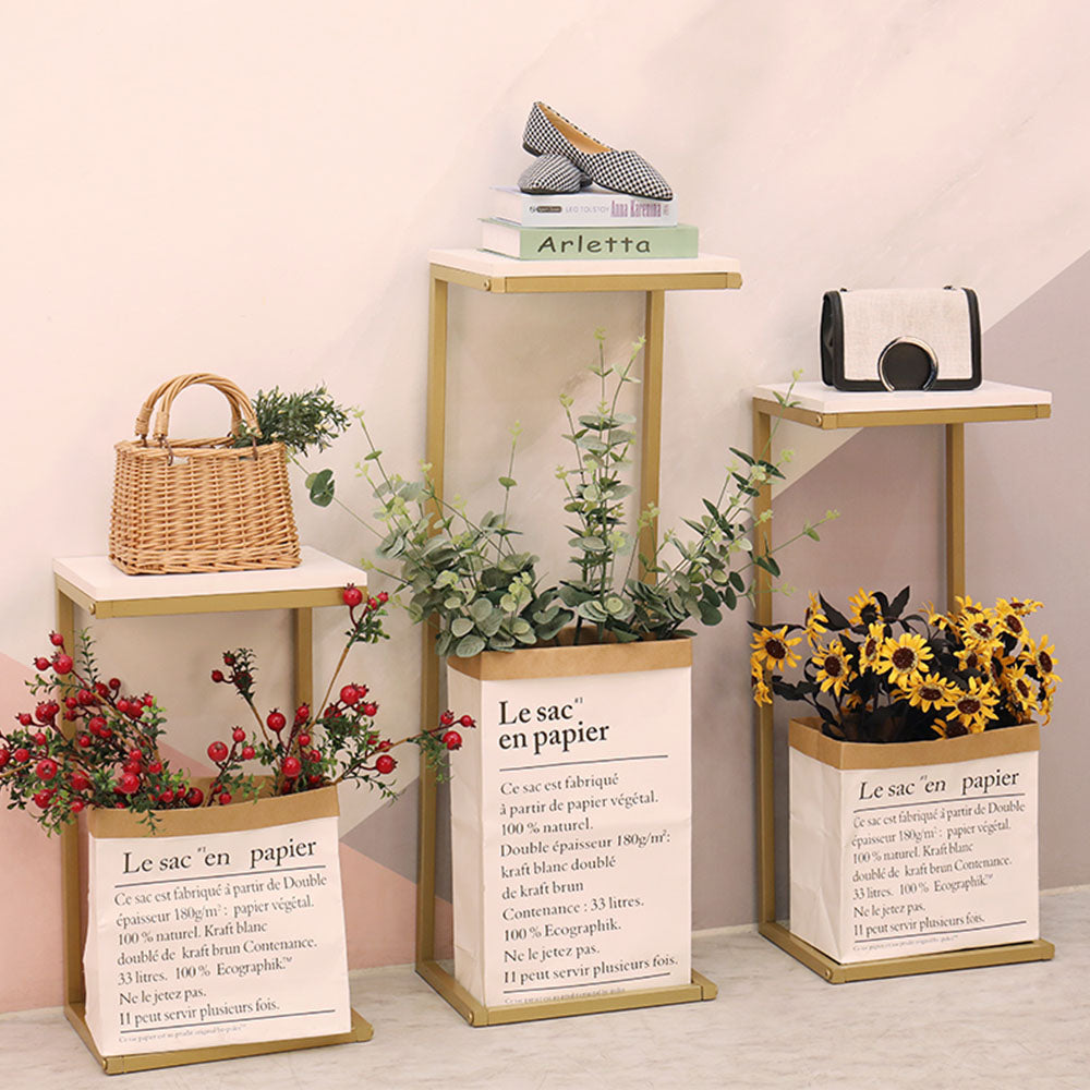 Shopping Mall Window Display Rack,High Grade Clothing Shop Decoration Props Torso, Golden Metal Rack for Shoes and Bags Display DE-LIANG