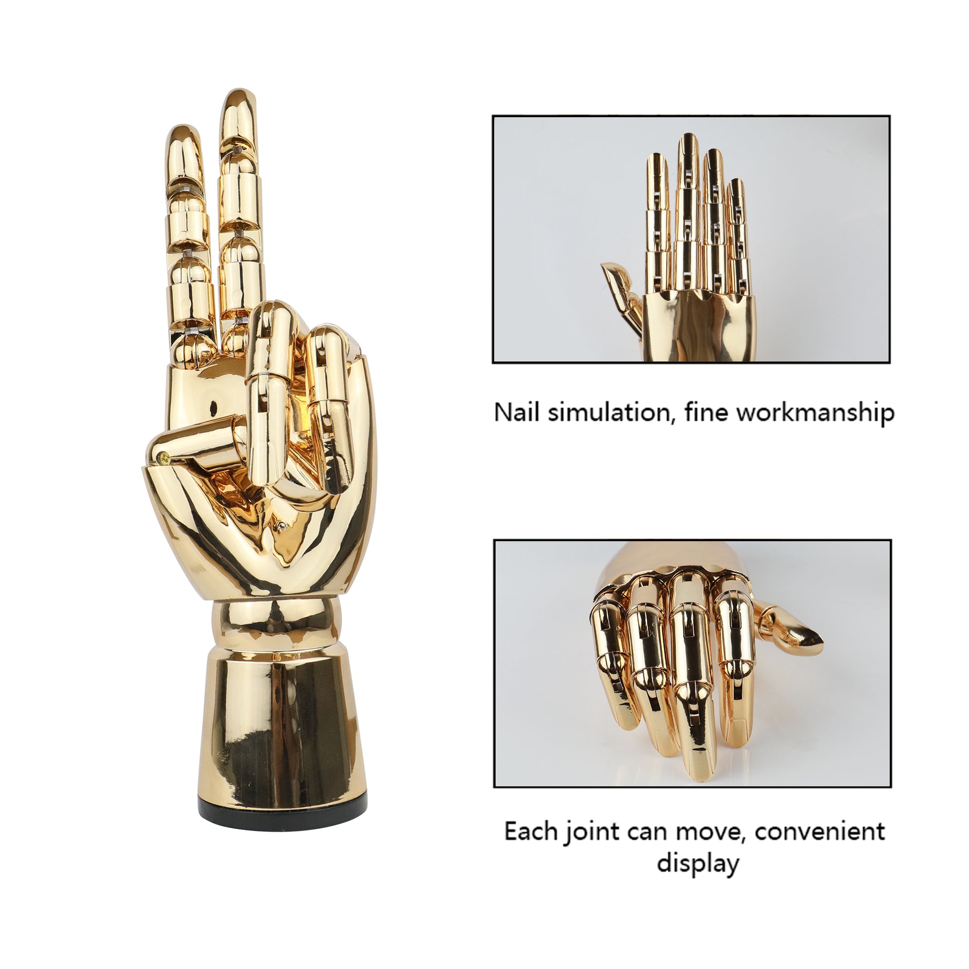 Fashion Electroplating Female Hand Mannequin,Plated Golden Left and Right Hand Model Props,Movable Joint Simulation Jewelry,Bracelet Display DE-LIANG