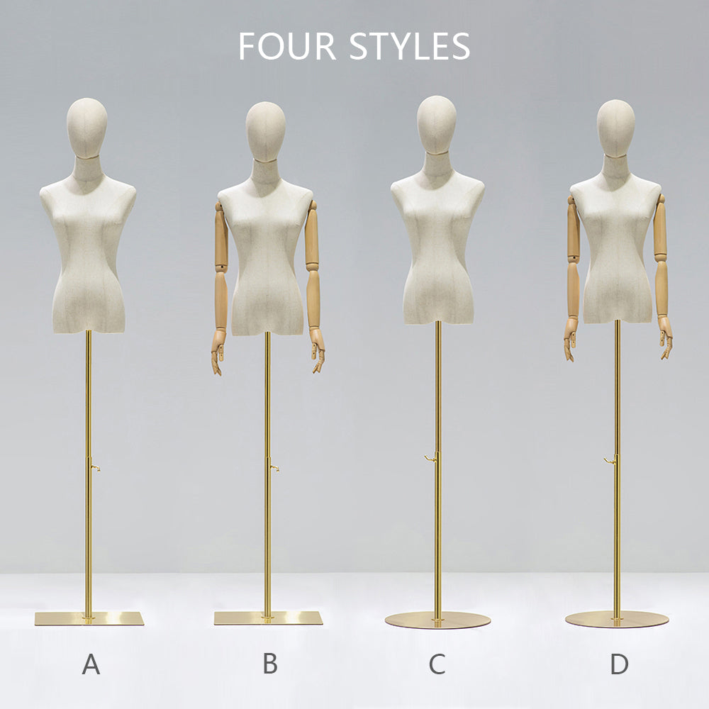 DE-LIANG Female Half Body Mannequin,Adult Women Torso Dress Form/Hanger for Clothes Display, Metal Rack for Shoes and Bags Display