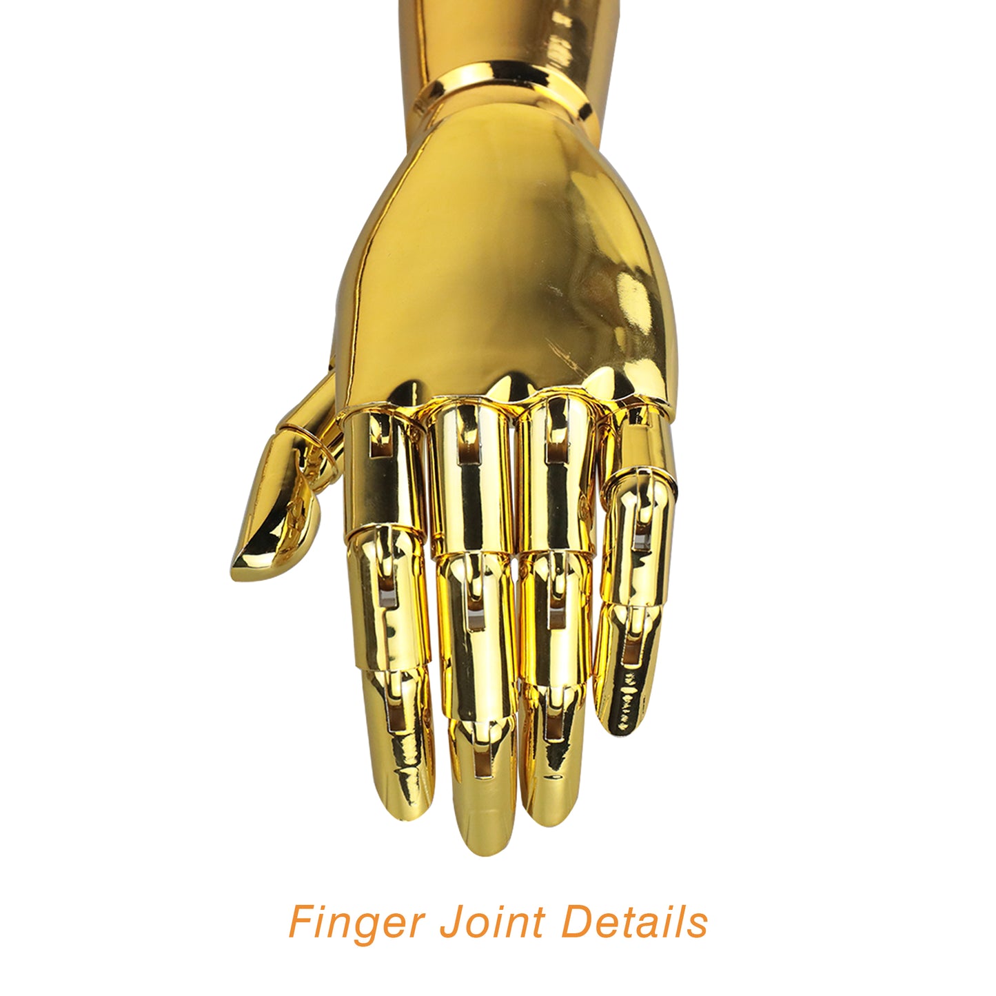DE-LIANG Gold Chrome Hand Mannequin from Mannequin Body Plug In Arm Mannequin Moveable Fingers Joints DE-LIANG