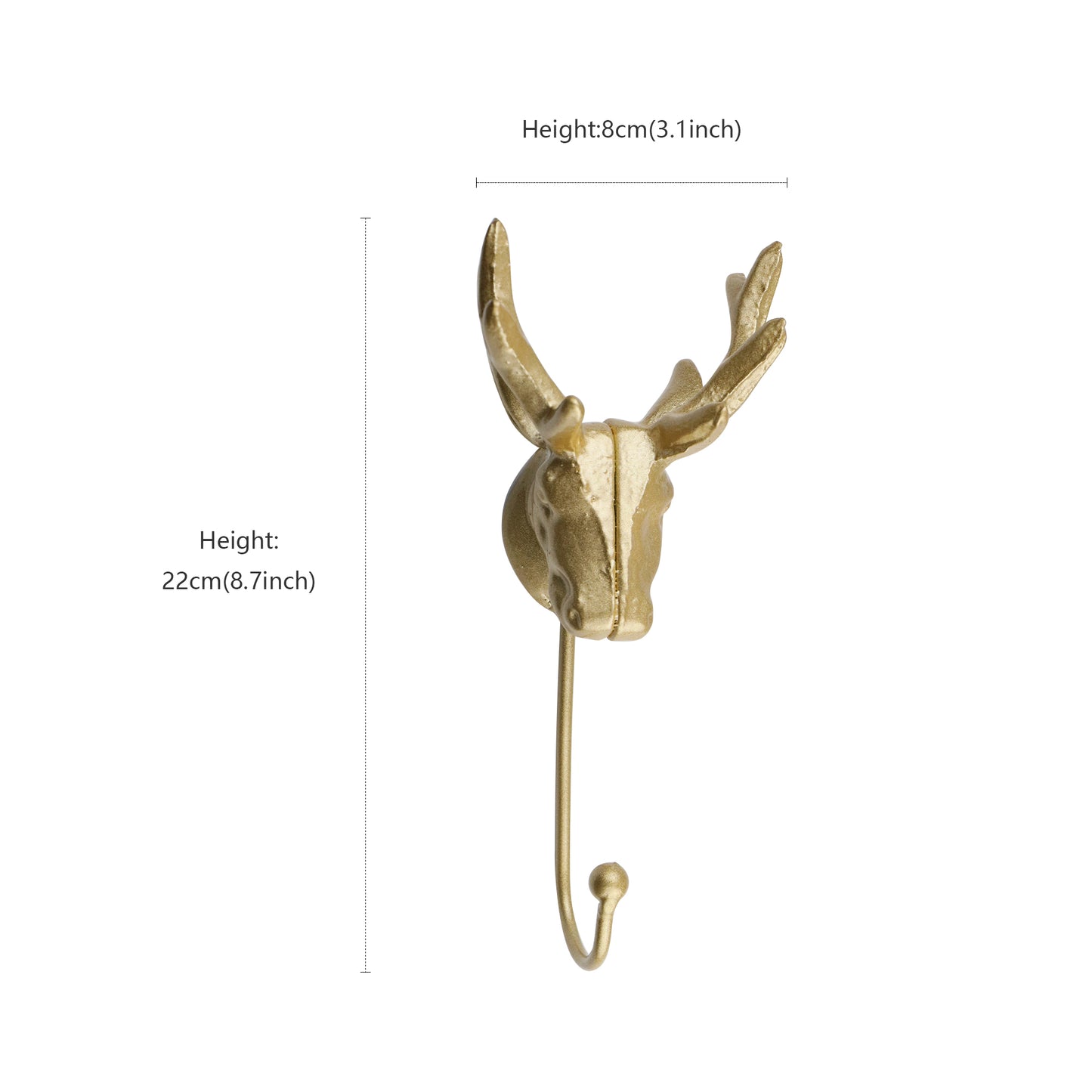 Creative Modern Deer Hooks,Golden Animal Decorative Single Hook,Coat Hanger Hooks for Clothing Store Wall Display,Bag/Bathroom Towel Holder DE-LIANG