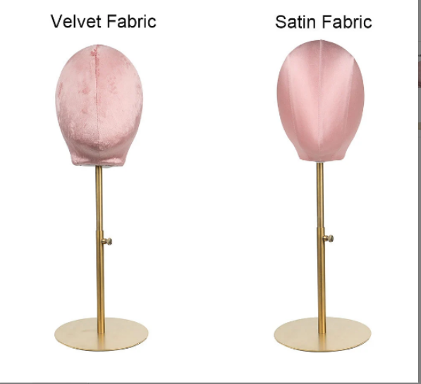 Velvet/Satin Mannequin Head Wig Hat stand,Female Maniqui,Fabric Cloth Headpiece Jewelry Display Props Head Block Foam Dress Form Model DE-LIANG