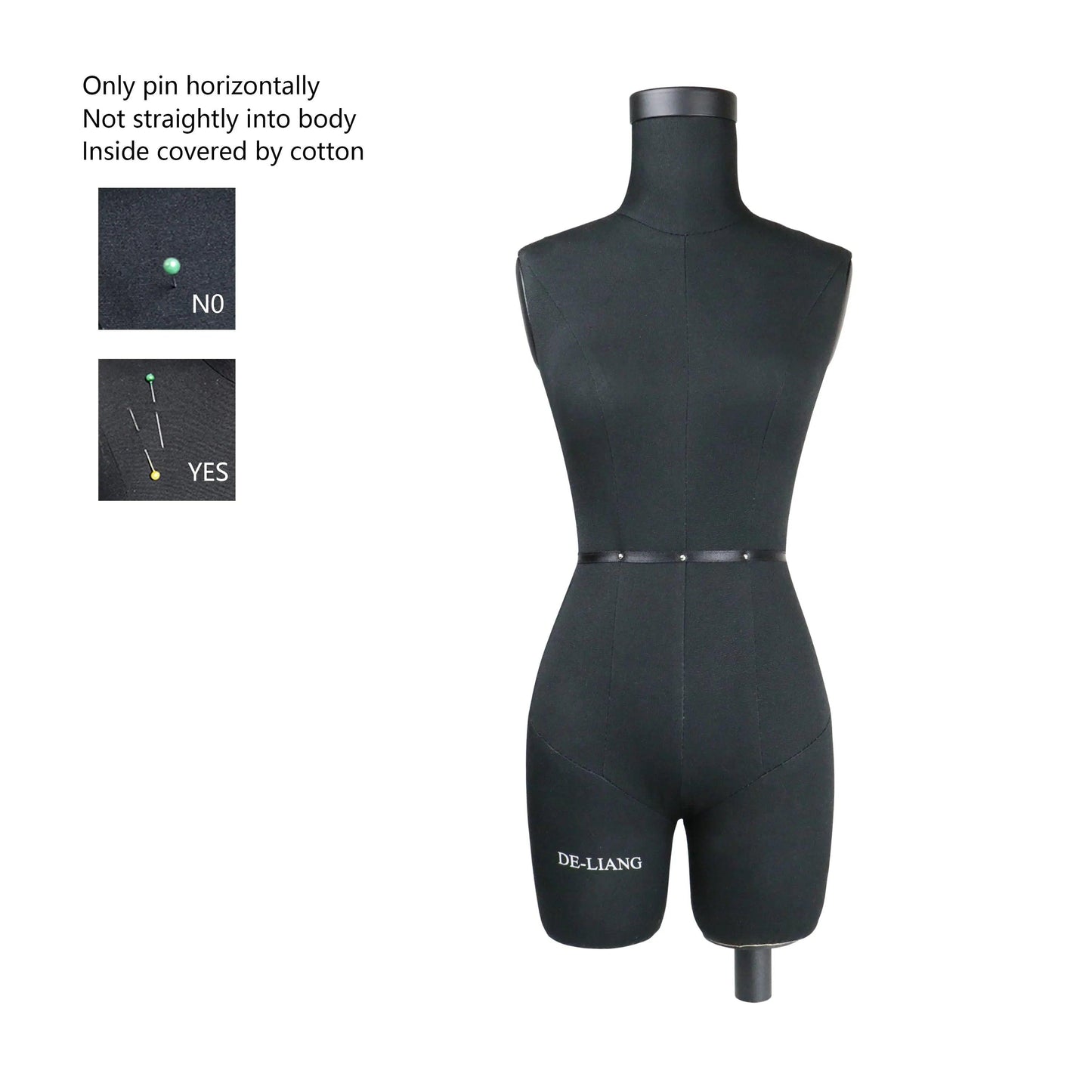 Black SIZE 6 Half Scale Dress Form for Sewing(Not Adult Size)1/2 Mini Fitting Mannequin 43cm Body Height, Female Torso Tailor Model DE-LIANG