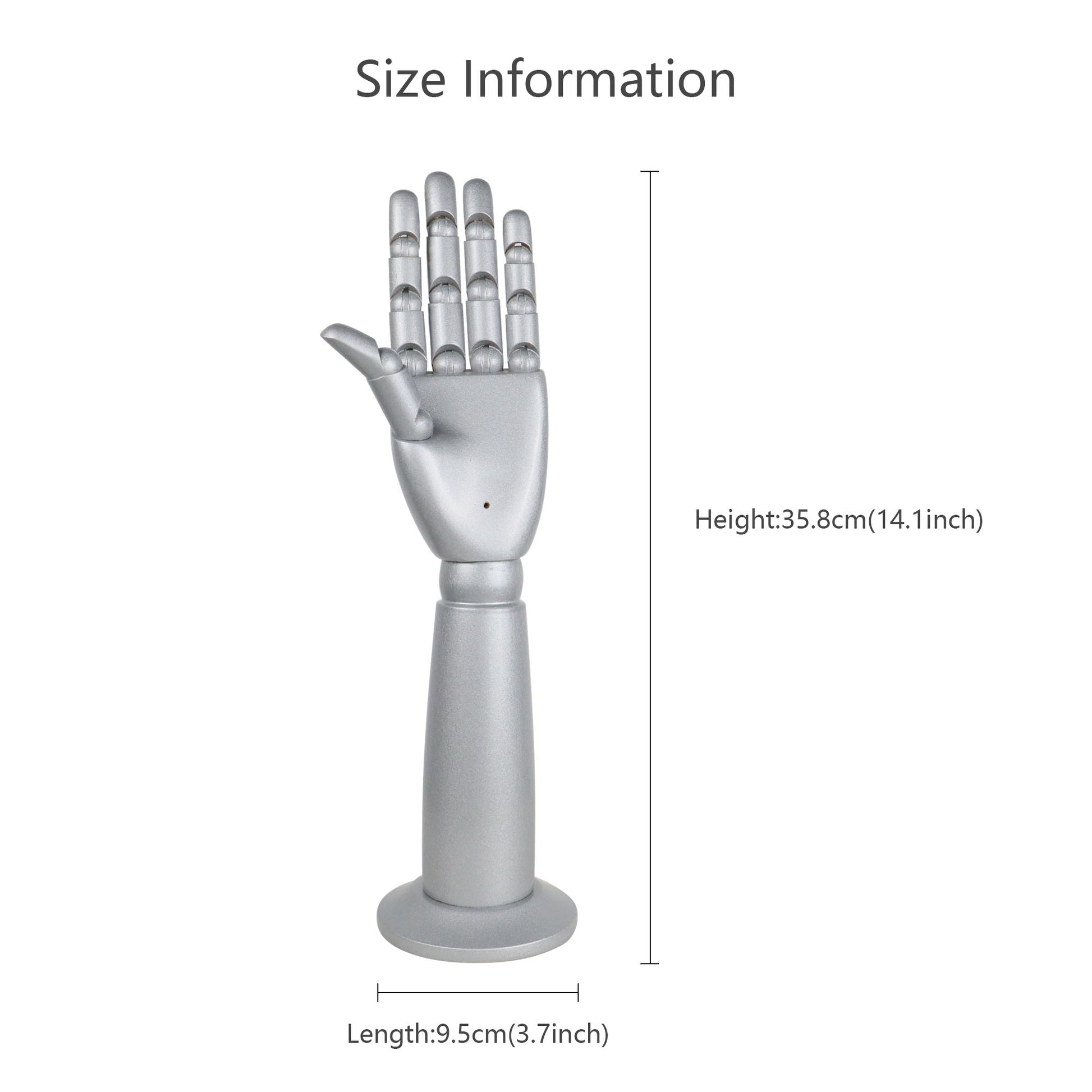 Female Wooden Hand Mannequin,High-end Woman Sliver Left Hands Form Prop, Jewelry Display for Shows,Gloves Organizer, Dress Form Mold Dummy DE-LIANG
