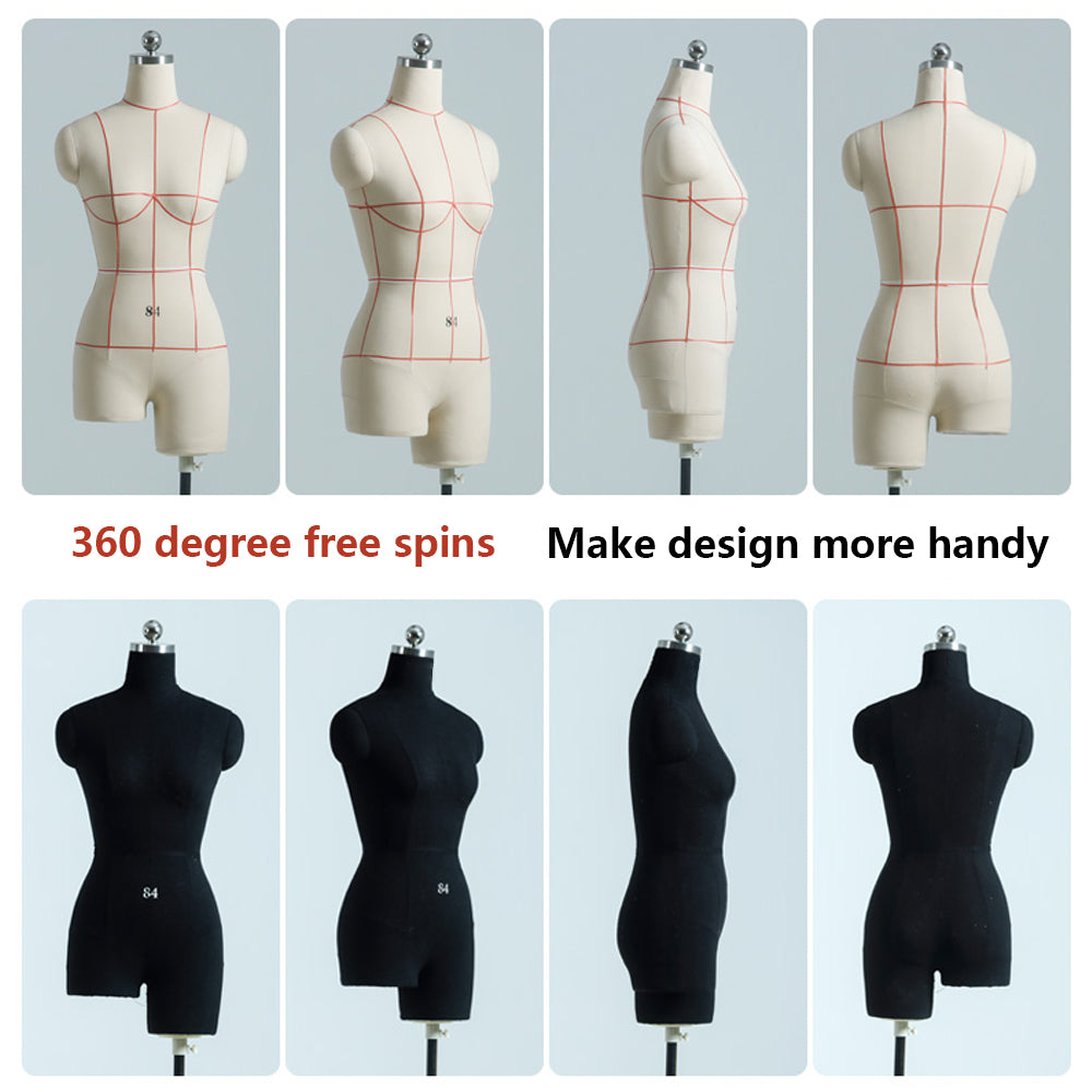 Adult Female Tailor Dress Form,Dressmaker Dummy Mannequin,Pattern Draping Fitting Model for Design,Fully Pinable Torso with A Left Soft Arm DE-LIANG