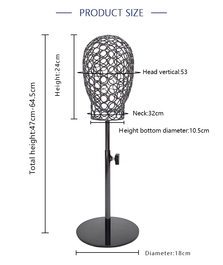 Metal Mannequin Head, Steel Wire Frame Hollow Head,Torso Display Hat Props Fishtail Dress Form Decorative Stand Display , Wig Display Props DE-LIANG