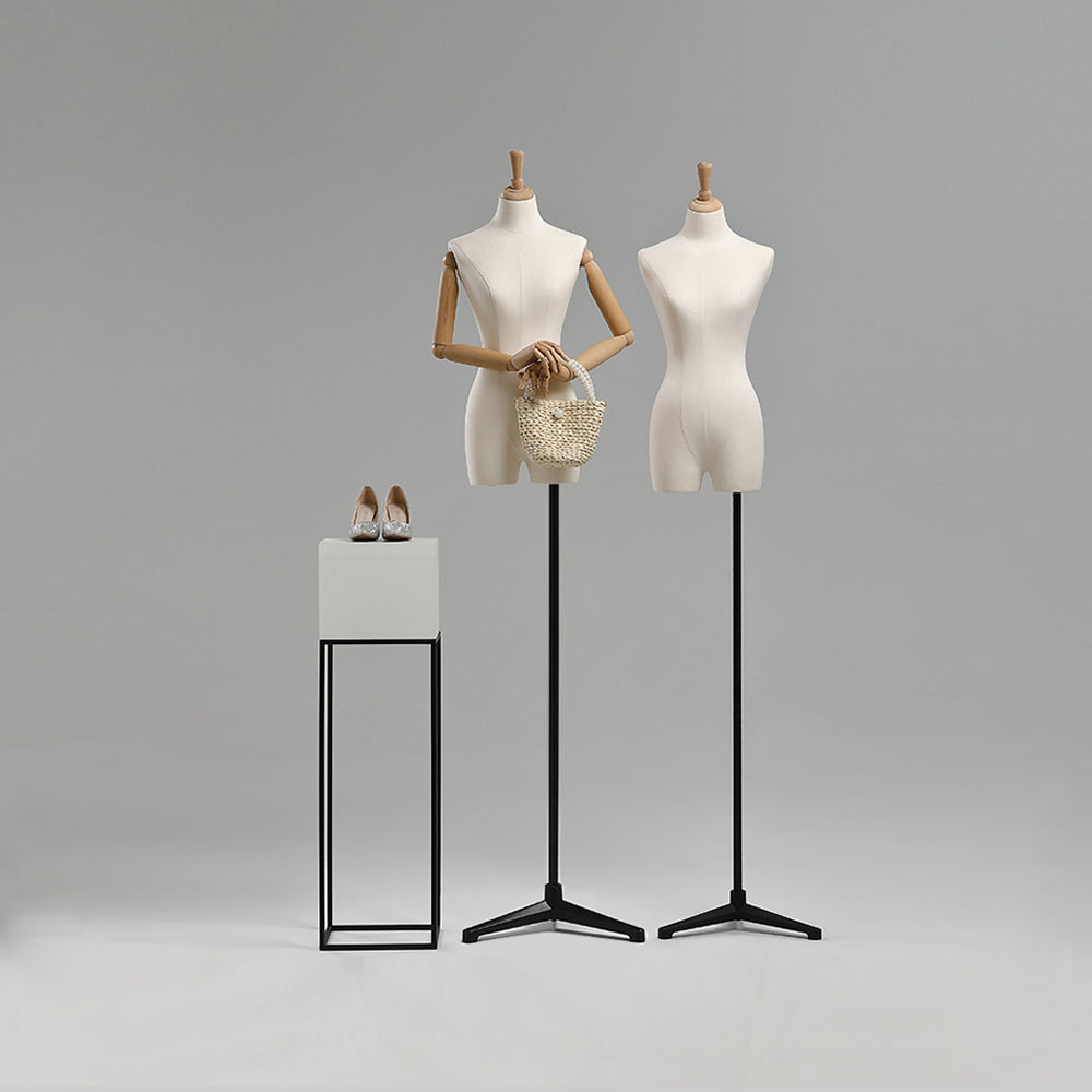 Female Dress Form Torso Body Mannequin w/ Adjustable Wood Stand