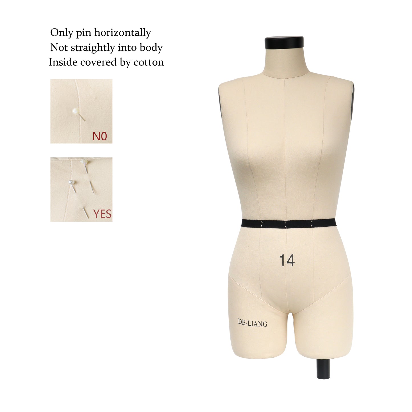 a female mannequin with a black belt around it's waist