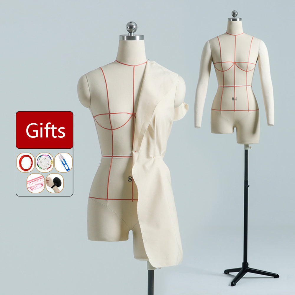 Adult Female Tailor Dress Form,Dressmaker Dummy Mannequin,Pattern Draping Fitting Model for Design,Fully Pinable Torso with A Left Soft Arm DE-LIANG