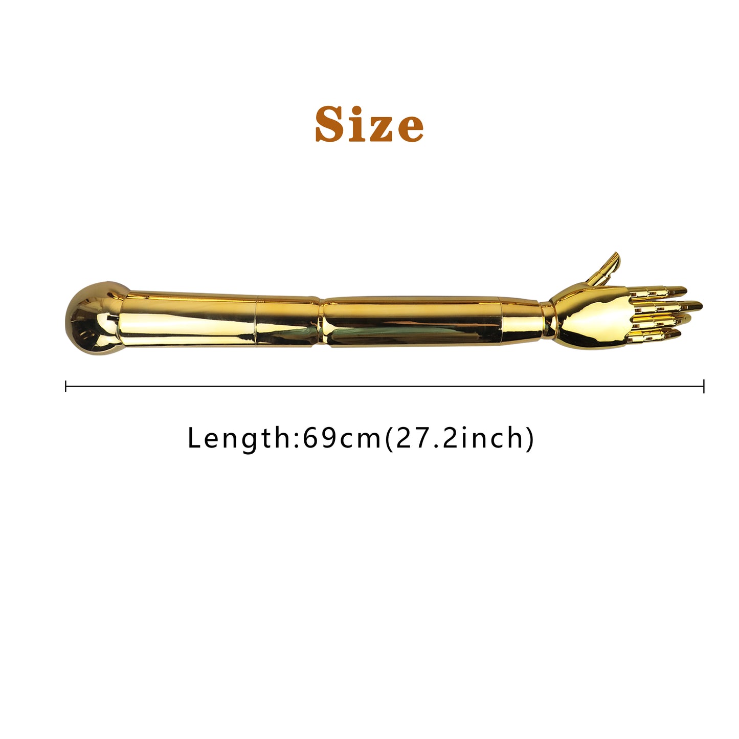 DE-LIANG Gold Chrome Hand Mannequin from Mannequin Body Plug In Arm Mannequin Moveable Fingers Joints DE-LIANG
