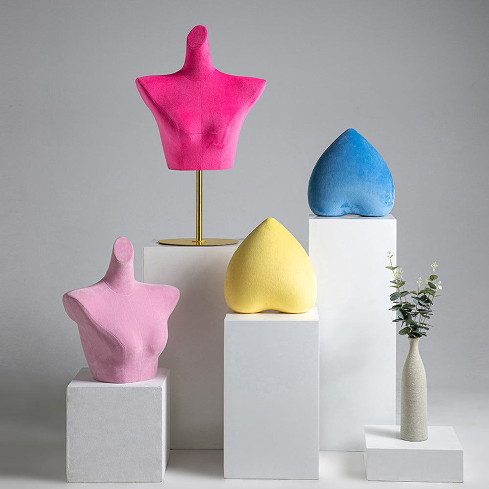 Female Lingerie Bust Mannequin, Underwear Hip Form Model,Velvet Fabric Manikin,Women Bra Upper Torso Display Stand ,Dress Form Style De-Liang Dress Forms