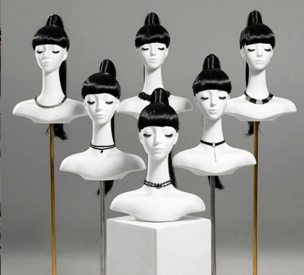 Luxury White Mannequin Head, Wig Hat stand,Female Headpiece Display Jewelry EARRING Head Block, Dress Form Model Dummy,Headphone Stand Head DE-LIANG