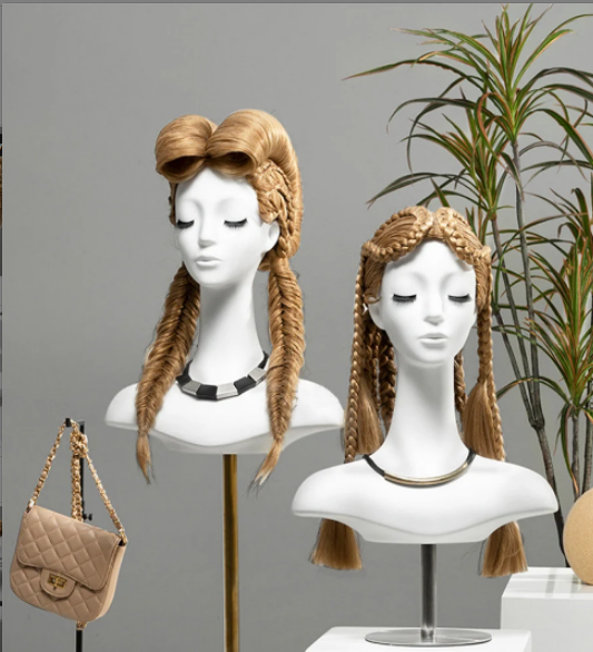 Luxury White Mannequin Head, Wig Hat stand,Female Headpiece Display Jewelry EARRING Head Block, Dress Form Model Dummy,Headphone Stand Head DE-LIANG