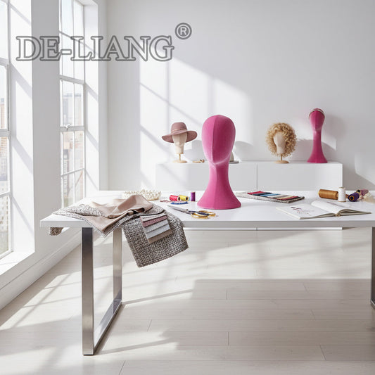 The Perfect Choice for Fashion Boutiques: DE-LIANG Luxury Pink Velvet Head Mannequin Display Stand