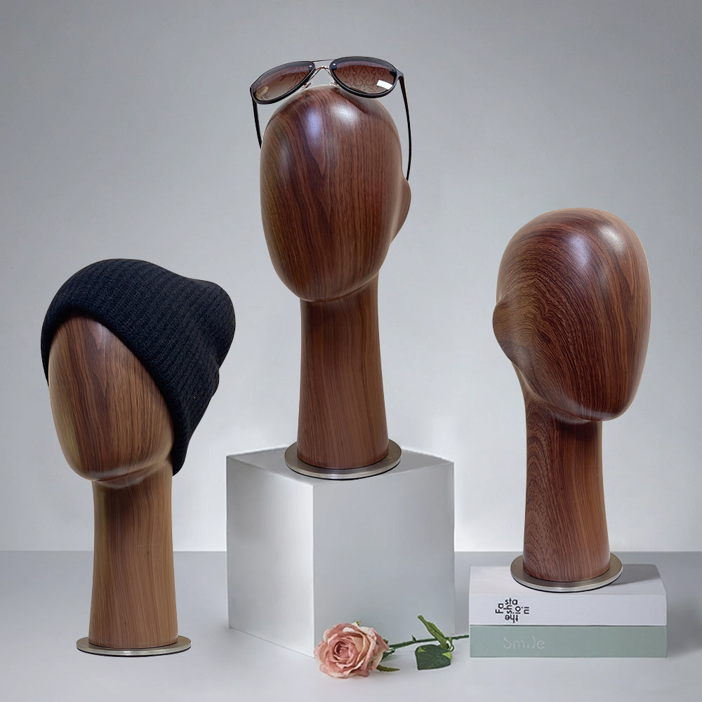 Brown Mannequin Head, Hat Head Dummy, Wig Display Head model ,Water Transfer Wooden Head Effect, Display Organization Head Model for Home