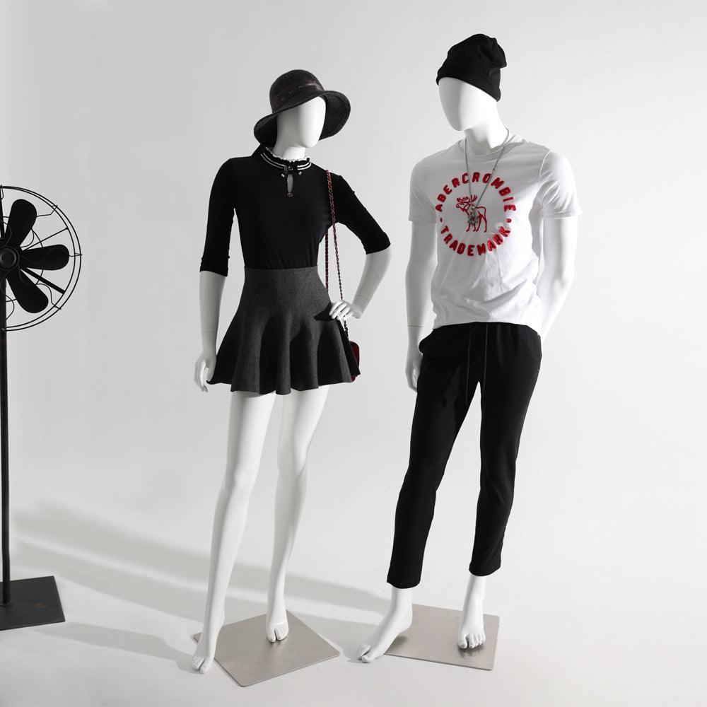 DE-LIANG Female/Male Full Body Mannequin With Head,Female Dress Form Display,Matte White Mannequin Torso for Clothing Stores Display