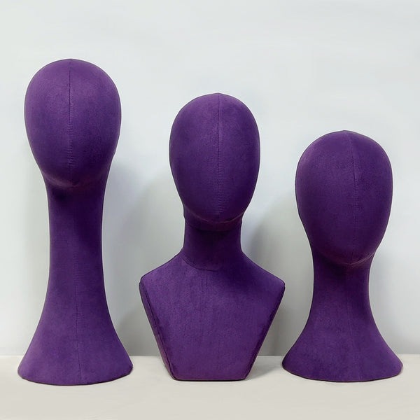 DE-LIANG Mannequin Head,Purple/Green Can Pinnable Female Suede Head Model,Head Hat Stand,jewelry Display,Head Wig Stand,Hat Rack Fabric Decoration
