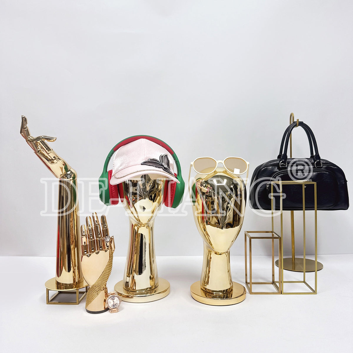 Elevate Your Display with DE-LIANG Gold & Silver Fiberglass Head Mannequins