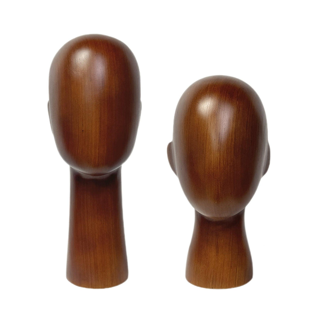 DE-LIANG New Vintage Brown Solid Wood Mannequin, Solid Wood Hand Head Dress Form With Ear, Hat Wig Display Wood Mannequin ModelWiden Base, 32/37CM