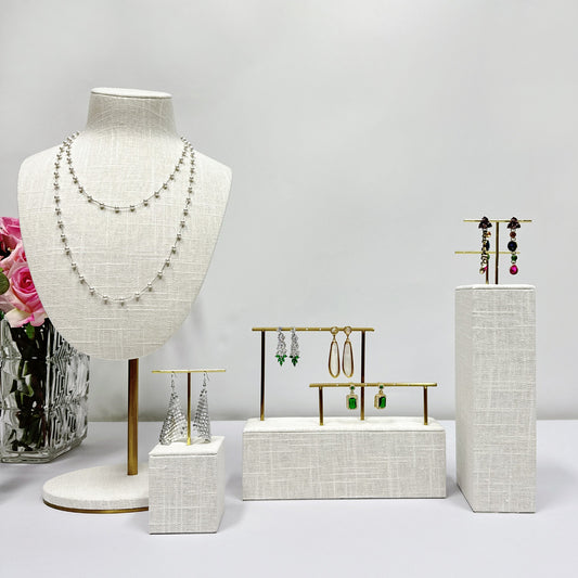 Bring Timeless Elegance to Your Jewelry Display with DE-LIANG Linen Bust Form Set