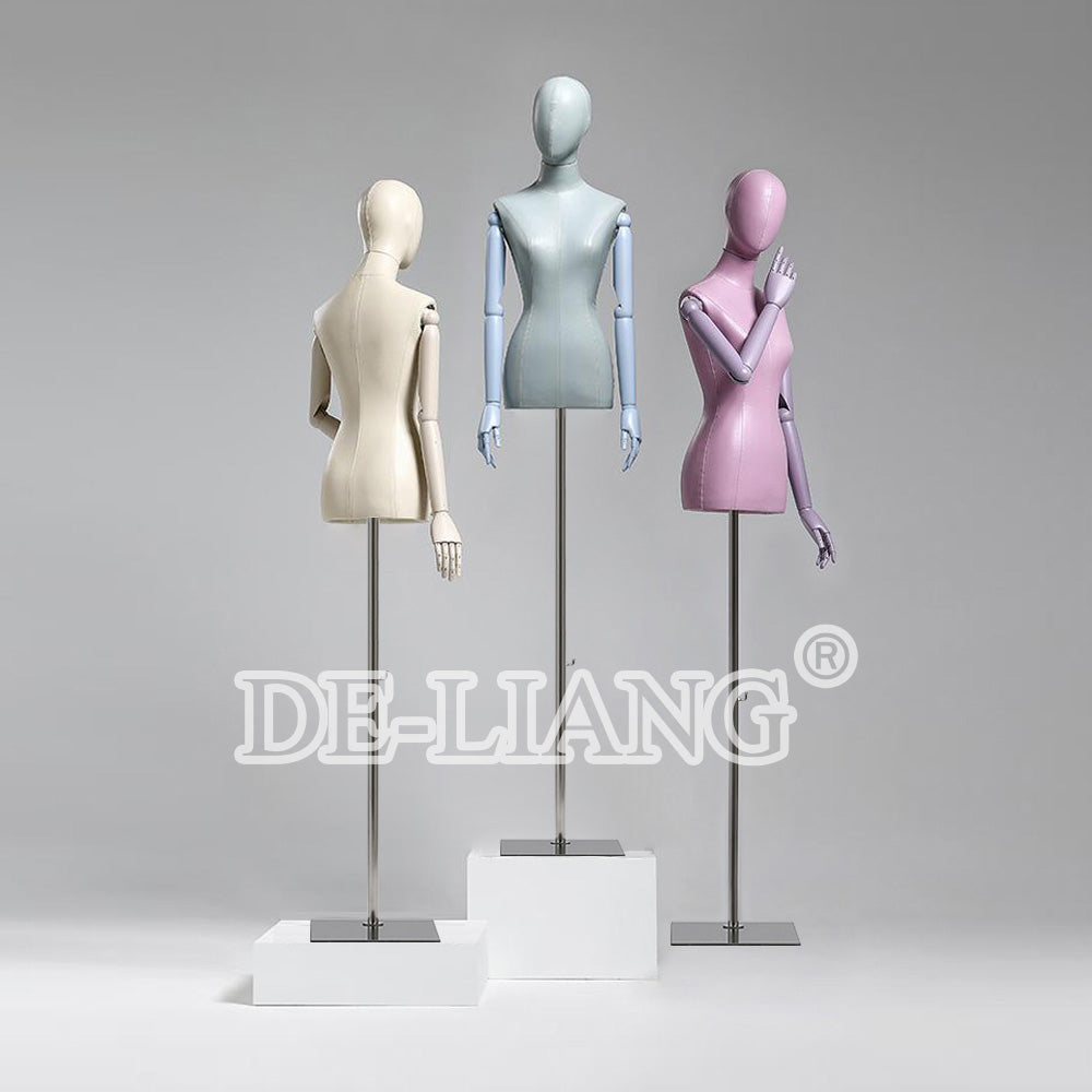 Elevate Your Fashion Display with the DE-LIANG Leather Fabric Female Half Body Mannequin