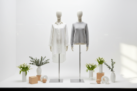 leather mannequin in luxury store window display