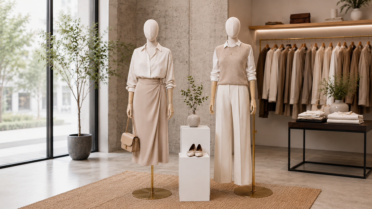 DE-LIANG Plus Size Female Half-Body Mannequin with Bamboo Linen Cover and Golden Base