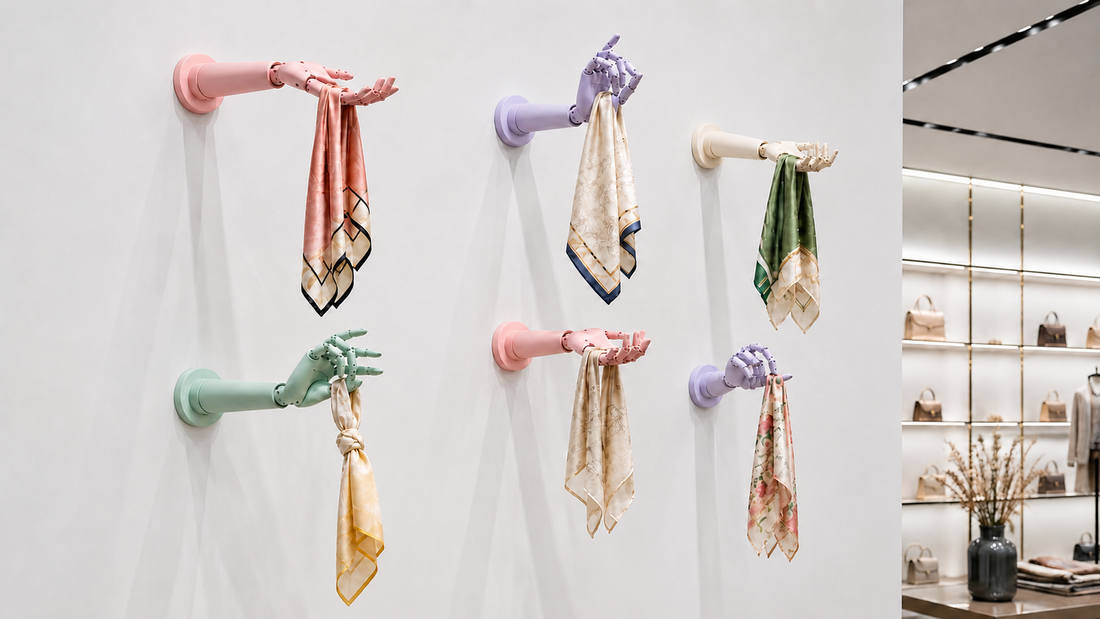 DE-LIANG solid wood articulated mannequin hand for retail jewelry and scarf display