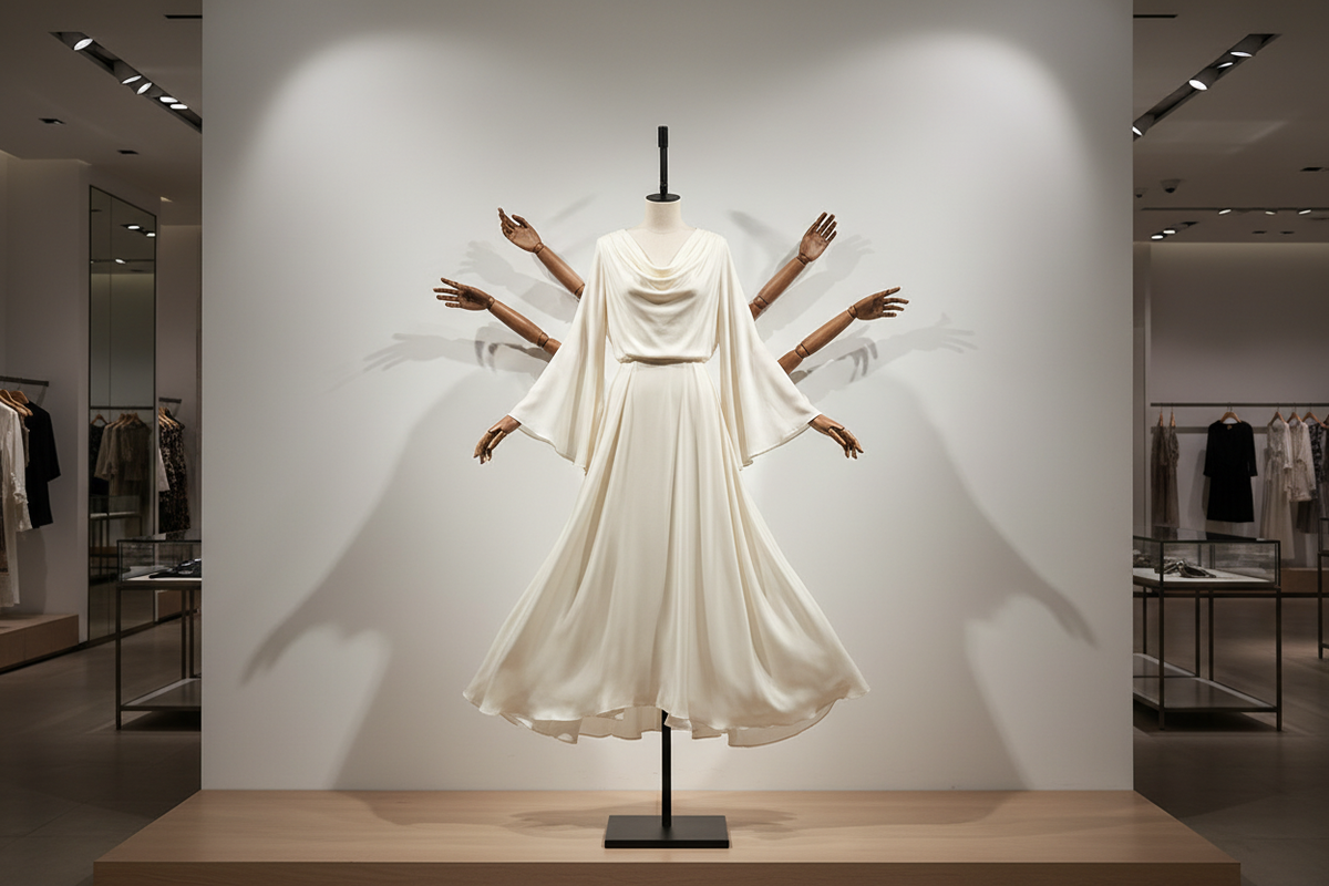 DE-LIANG Linen Half-Body Mannequin — Male & Female Versions with Adjustable Metal Base