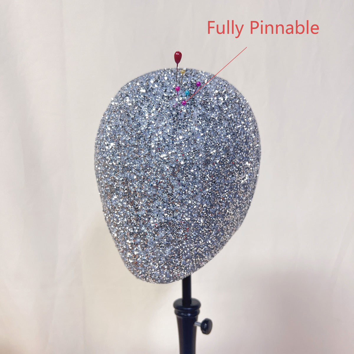 Fashion Head Mannequin, Silver diamond Steel plate support ,Fully Pinnable Mannequin Head Stand,Hat Wig Display Head Model With Metal Base DL2313 DE-LIANG