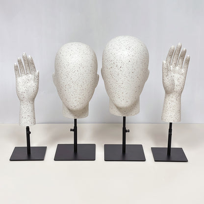 DE-LIANG Marble Head & Hand Display for Wigs, Hats, Sunglasses, Gloves & Jewelry