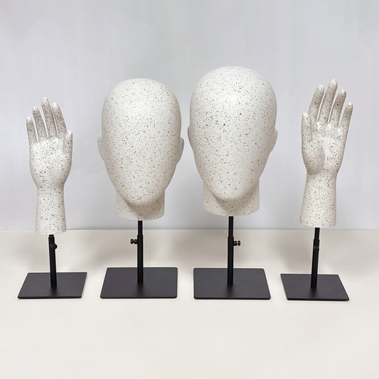 DE-LIANG Marble Head & Hand Display for Wigs, Hats, Sunglasses, Gloves & Jewelry