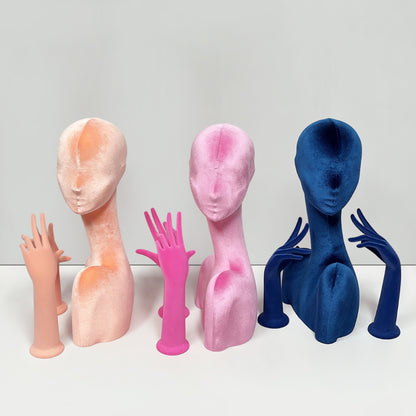 DE-LIANG Hand & Head Mannequin Display Set, Jewelry Ring Bracelet Watch Stand Prop