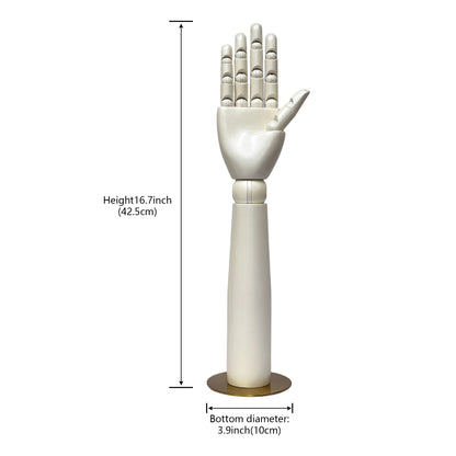 DE-LIANG Pearlescent Mannequin Head & Wooden Hand Display Set for Jewelry, Fashion & Retail