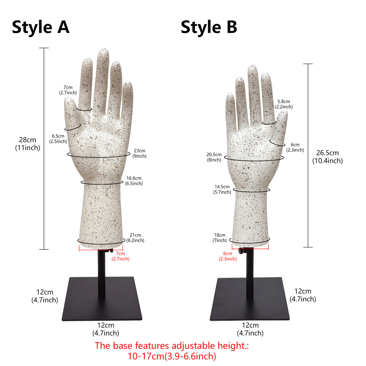 DE-LIANG Marble Head & Hand Display for Wigs, Hats, Sunglasses, Gloves & Jewelry