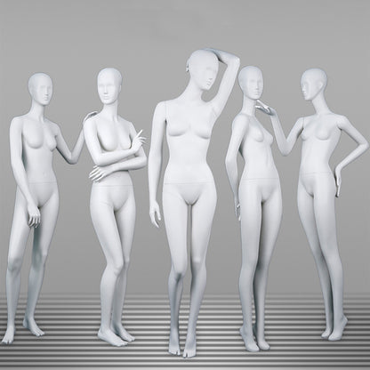 DE-LIANG Professional Female Mannequin Full Body Dress Form Display - Realistic Poseable Fashion Model Stand for Clothing Store Boutique Window Display - White Matte Finish Retail Merchandising Dummy
