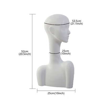 DE-LIANG Luxury Mannequin Head Stand,Matte White Long Neck Female Mannequin Display With Shoulder,Wig Head Display Stand for Hat / Jewelry / Glasses / Ring Display