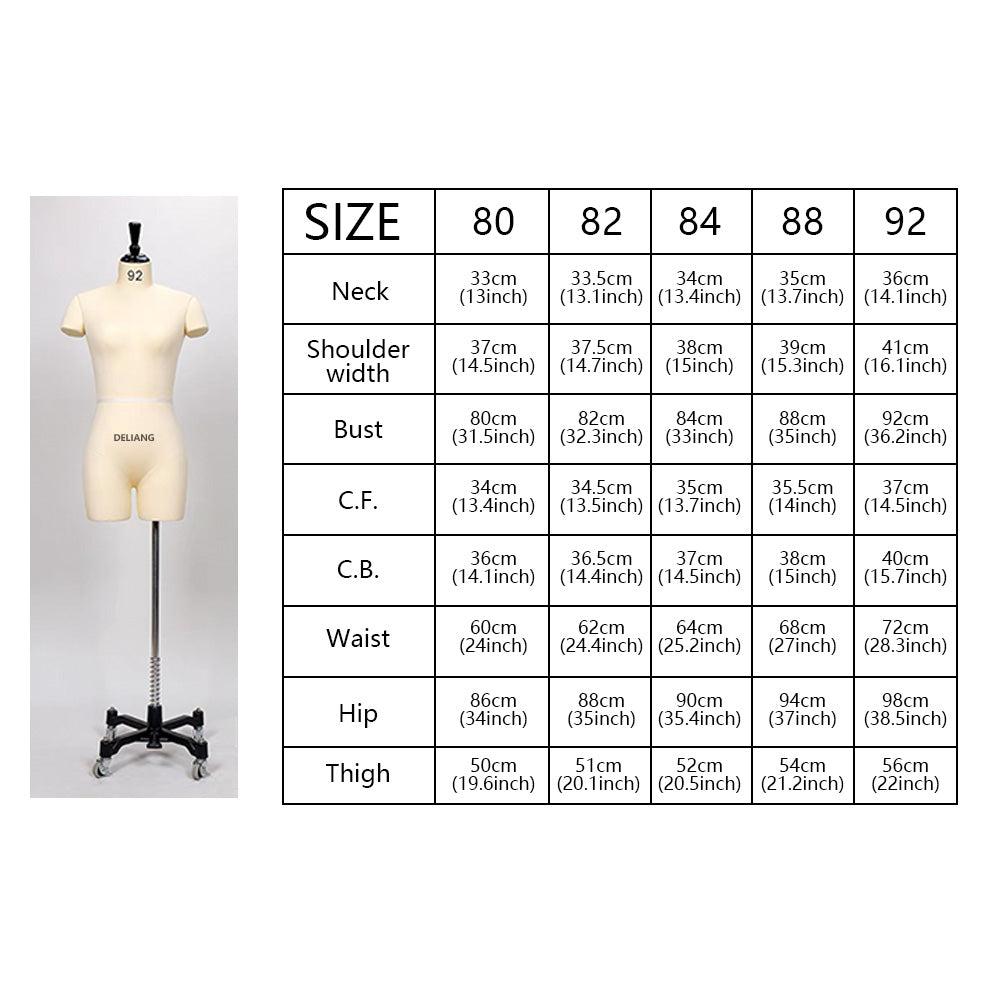 DE-LIANG Professional Adult Female Tailor Dress Form | Dressmaker Dummy Mannequin for Sewing & Fashion Design | Rouals Dress Forms