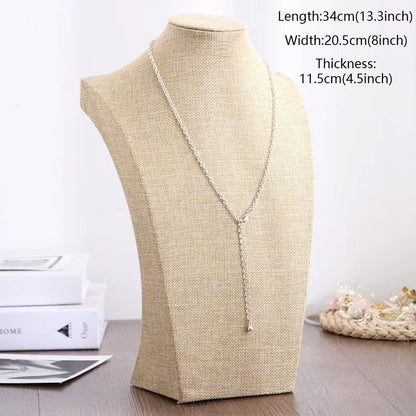 DE-LIANG Burlap Neck Mannequin Stand – Jewelry Necklace & Pendant Display Holder