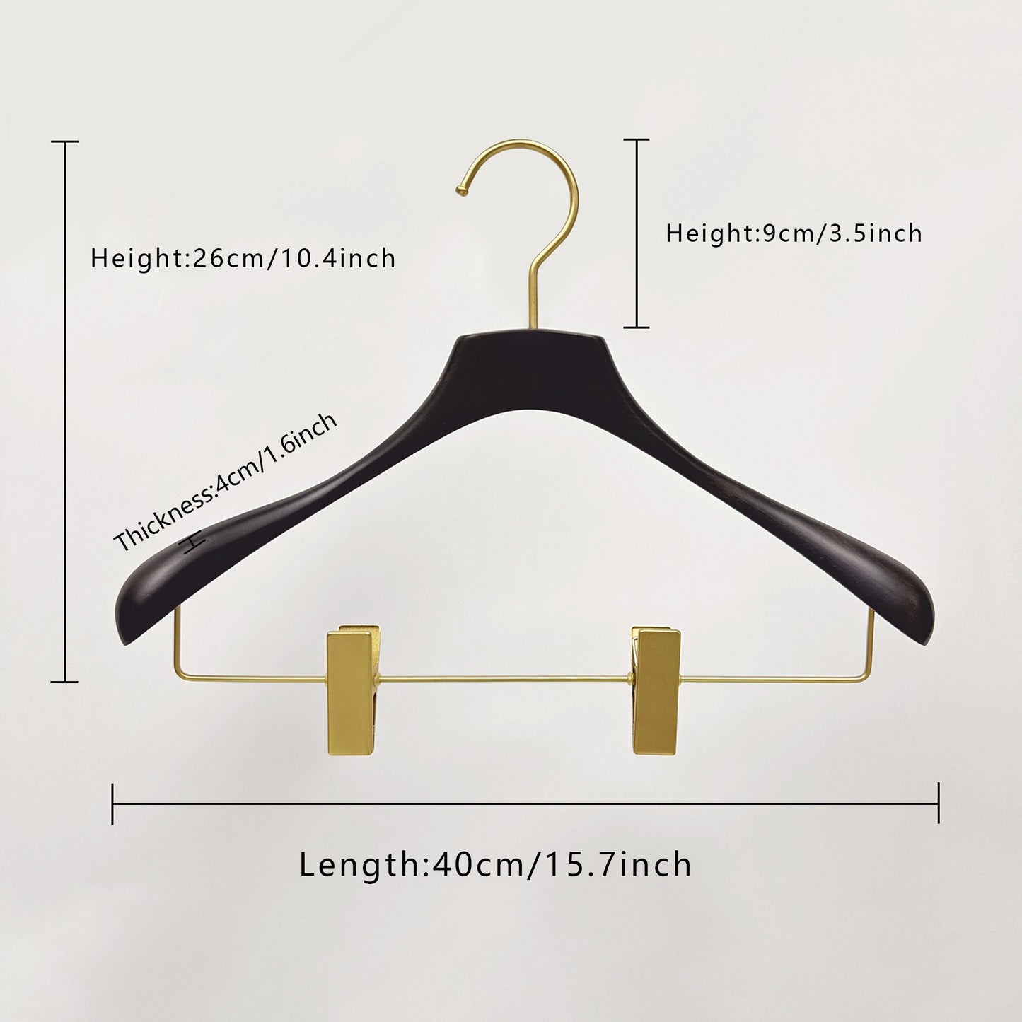 Quality Black Beech wooden Hanger With/ Without Pants Clip, Pants Coats Dress Woman Wedding Dress Bridal Veil Clothing Hanger, No Logo,1pcs