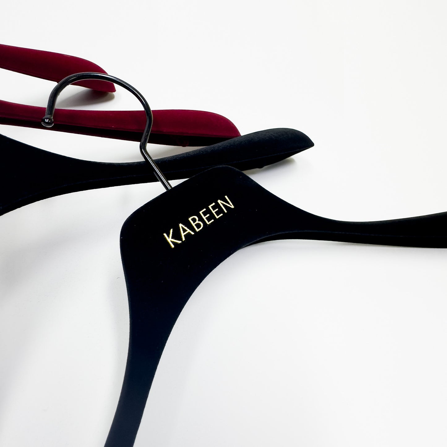 DE LIANG 50-Pack Premium Flocking Hangers - Anti-Slip Custom Logo Hangers (Heavy-Duty ABS) for Boutique & Retail