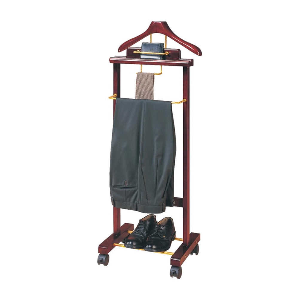 solid wood suit valet stand front view