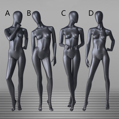 DE-LIANG Matte Black Female Full Body Mannequin Set,Realistic Fiberglass Dress Form Display Model for Clothing Stores, Fashion Boutiques & Window Displays