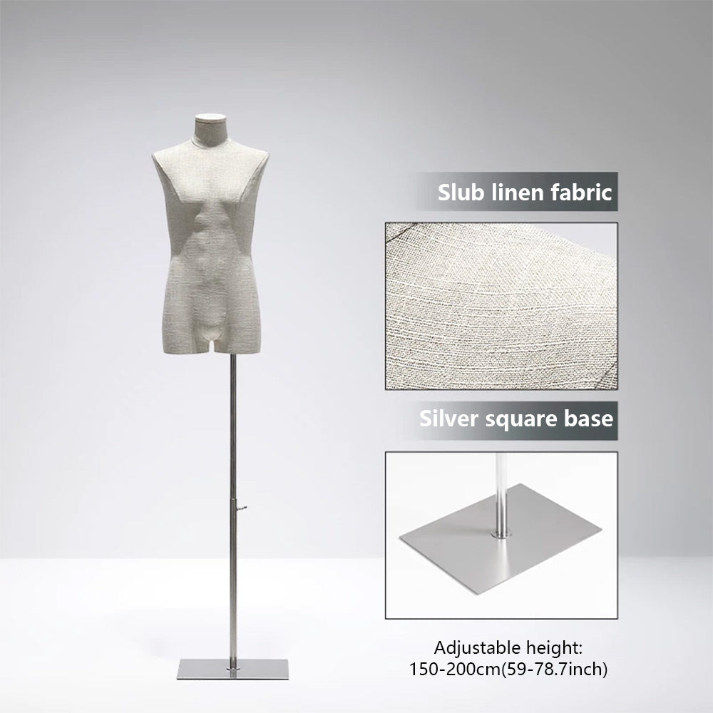 DE-LIANG Male Mannequin Slub Linen Muscle Torso | Menswear Window Display Stand