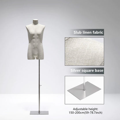 DE-LIANG Male Mannequin Slub Linen Muscle Torso | Menswear Window Display Stand