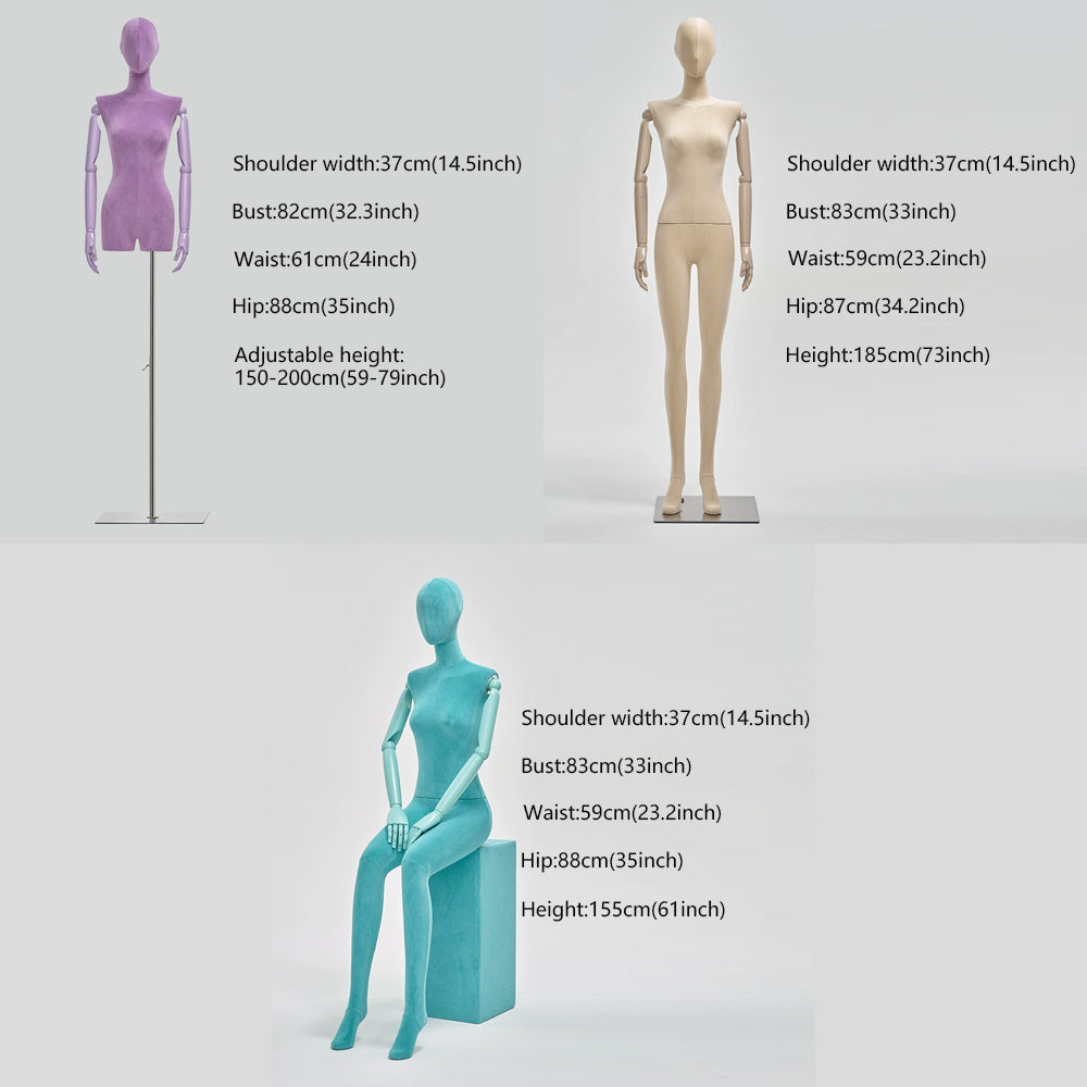 DE-LIANG model props, full/half body female mannequin display dummy, Female mannequin with flat shoulders and colorful dummy DL0012 DE-LIANG