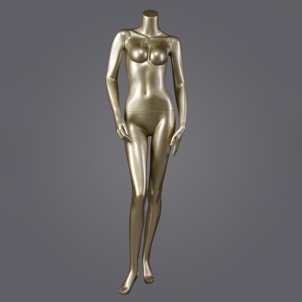 DE-LIANG Glossy Gold Female Full Body & Half Body Mannequin Set,Fiberglass Display Torso for Clothing, Lingerie, Underwear, Dress & Boutique Window Showcase Props