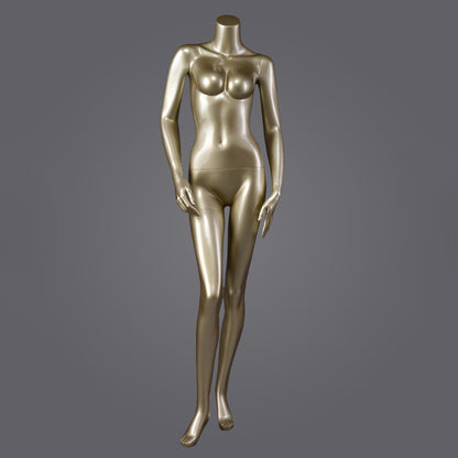 DE-LIANG Glossy Gold Female Full Body & Half Body Mannequin Set,Fiberglass Display Torso for Clothing, Lingerie, Underwear, Dress & Boutique Window Showcase Props