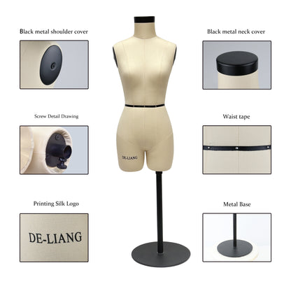 DE-LIANG Half Scale Dress Form 1:2 Miniature Mannequin （Size 6）